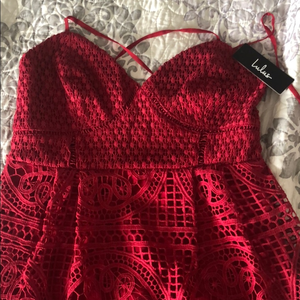 Lulus red crochet/lace dress